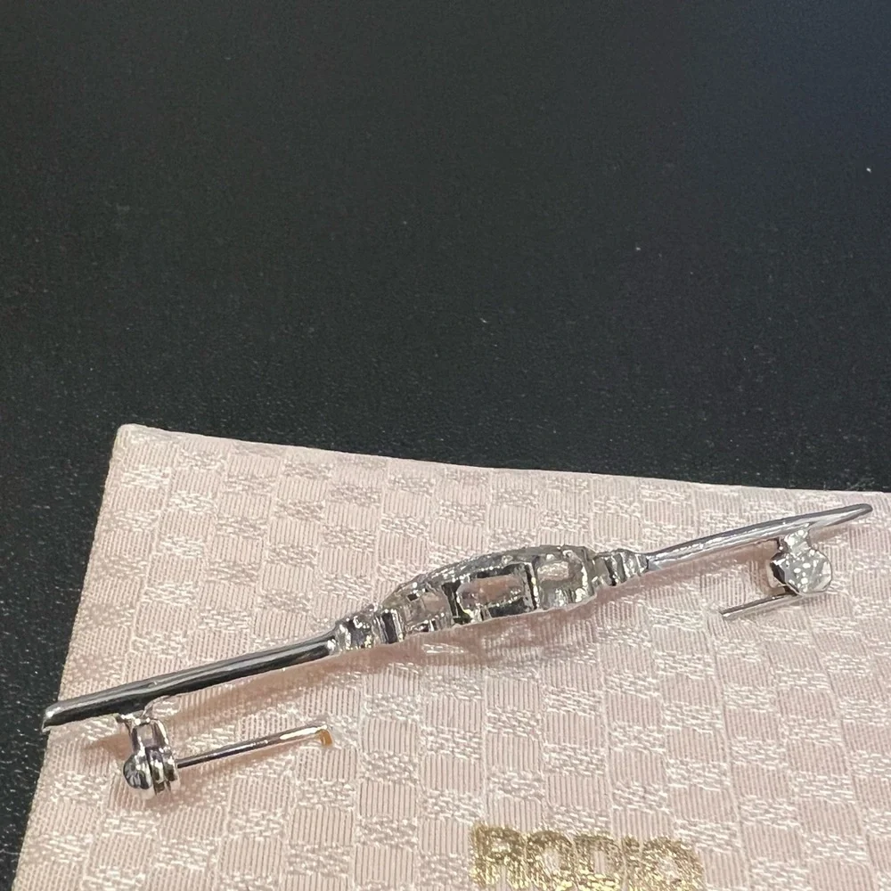 Brooch Silver with Diamond Design. Pin for women clothes size :2.5” - Picture 3 of 5